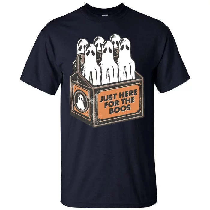 Here For The Boos Halloween 6 Pack Booze Ghost Beer Bottles Funny Humorous Retro Tall T-Shirt