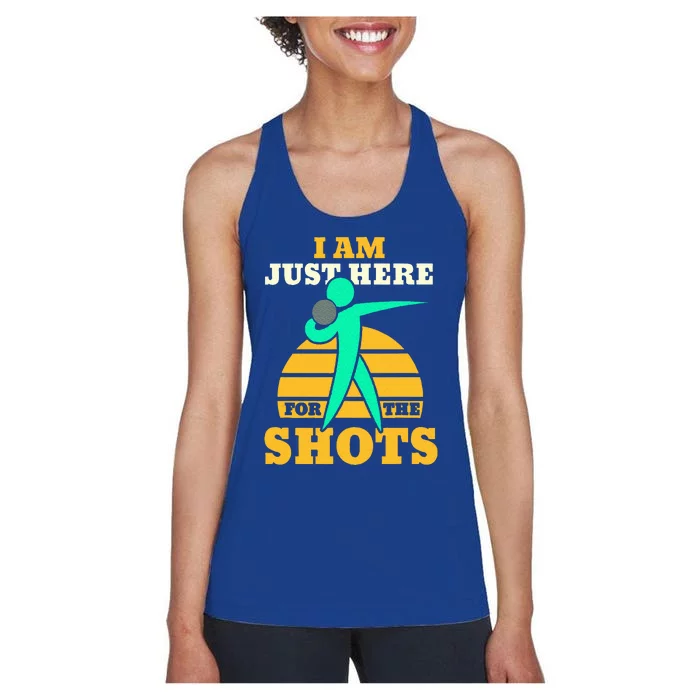 Here For The Shots Sport Shot Putter Women's Racerback Tank