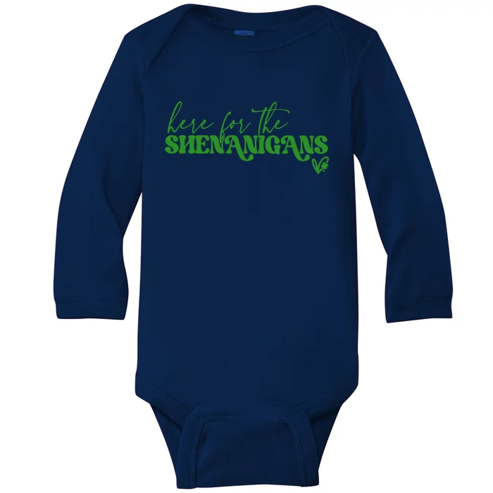 Here For The Shenanigans Baby Long Sleeve Bodysuit