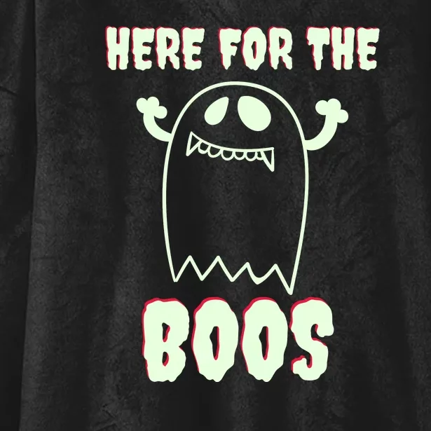 Here For The Boos Funny Halloween Ghost Hooded Wearable Blanket