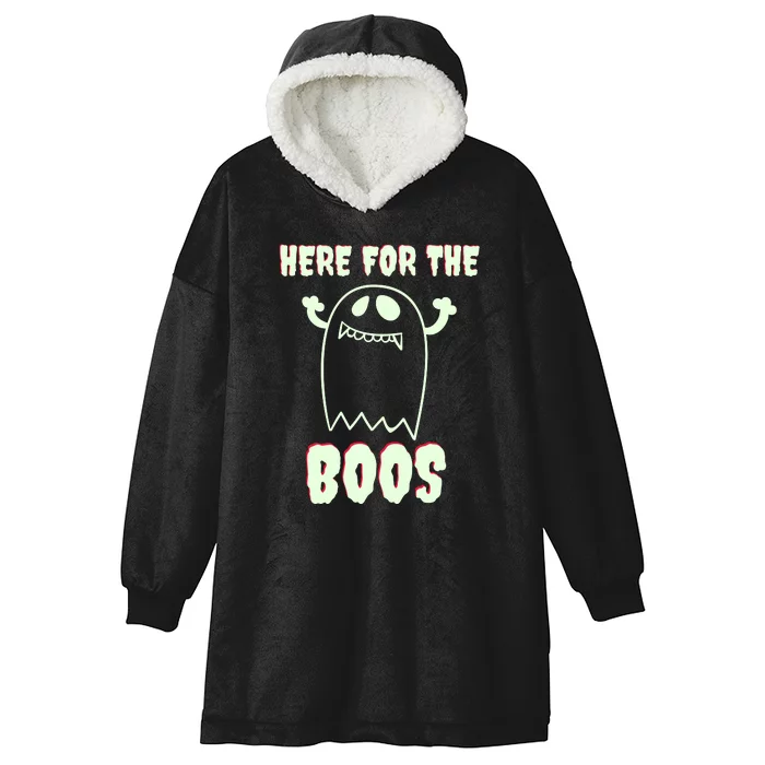 Here For The Boos Funny Halloween Ghost Hooded Wearable Blanket