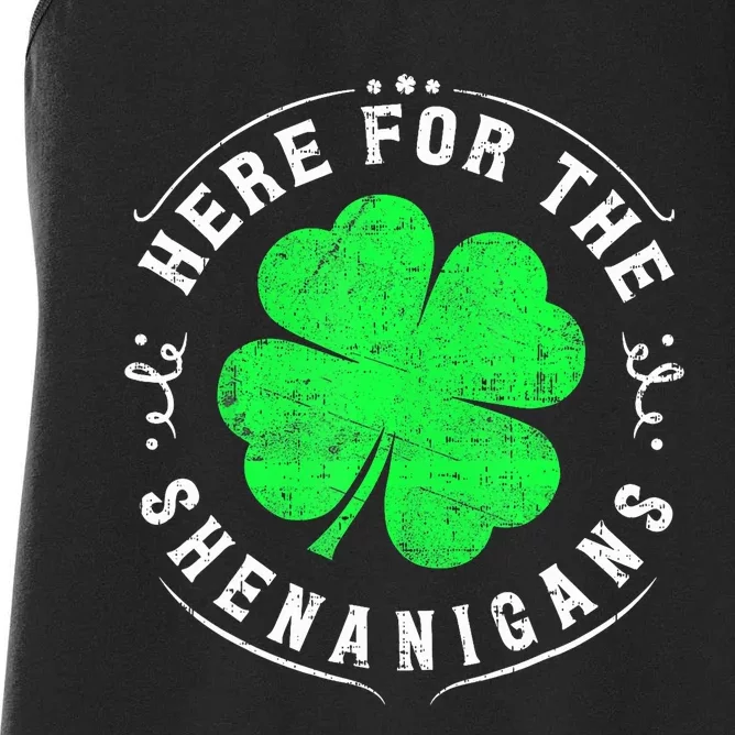 Here For The Shenanigans St Patricks Day Women's Racerback Tank