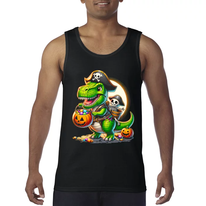 Halloween Funny T Rex Dinosaur Pirate Boy Trick Treat Tank Top