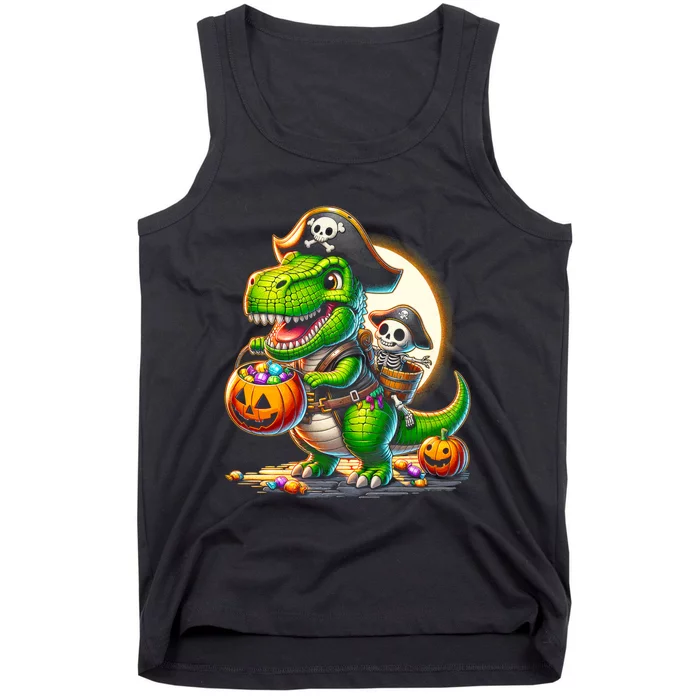 Halloween Funny T Rex Dinosaur Pirate Boy Trick Treat Tank Top