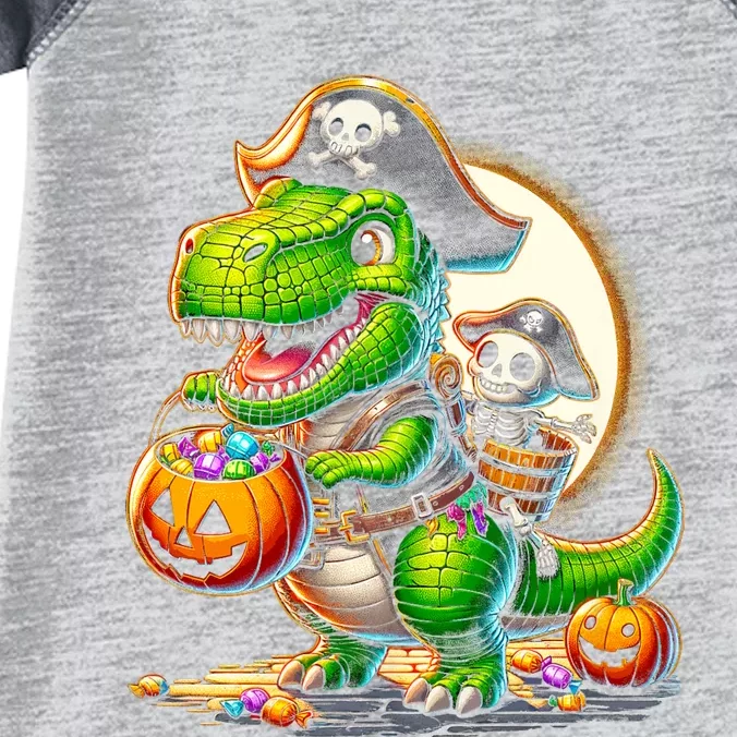 Halloween Funny T Rex Dinosaur Pirate Boy Trick Treat Infant Baby Jersey Bodysuit