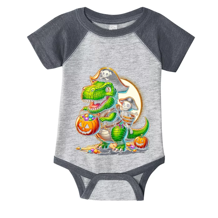 Halloween Funny T Rex Dinosaur Pirate Boy Trick Treat Infant Baby Jersey Bodysuit