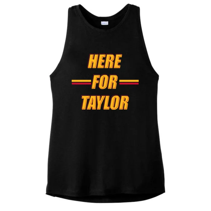 Here For Taylor Football Sports Fan Ladies Tri-Blend Wicking Tank