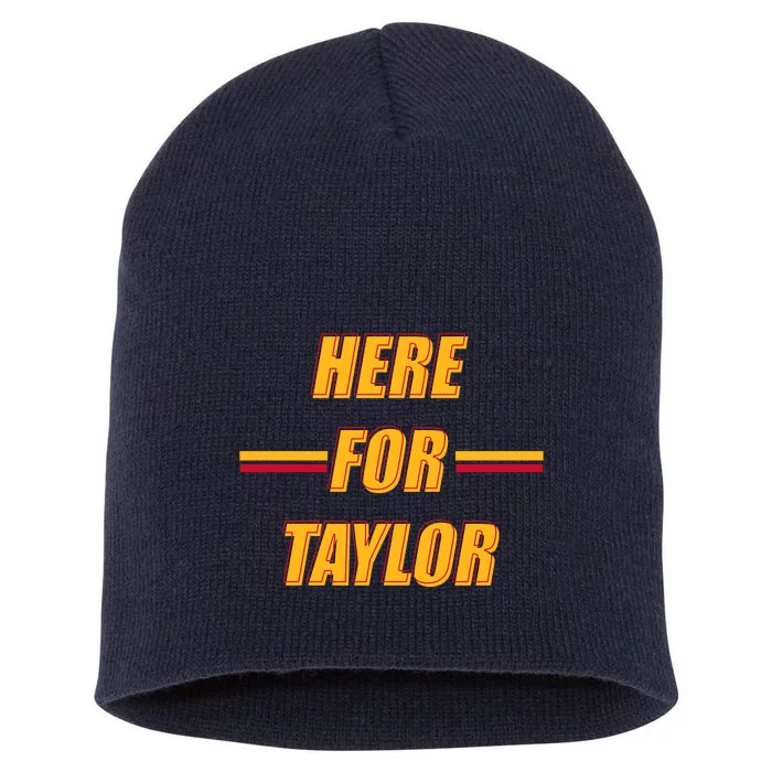 Here For Taylor Football Sports Fan Short Acrylic Beanie