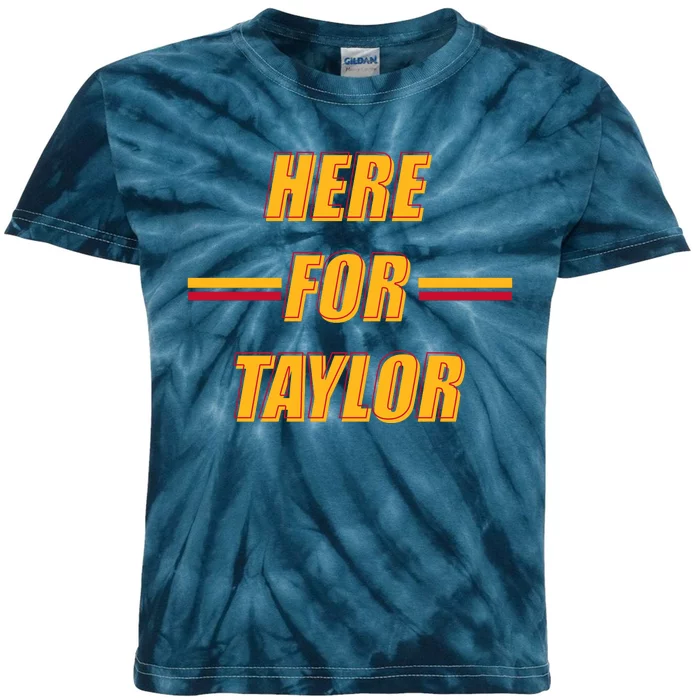 Here For Taylor Football Sports Fan Kids Tie-Dye T-Shirt