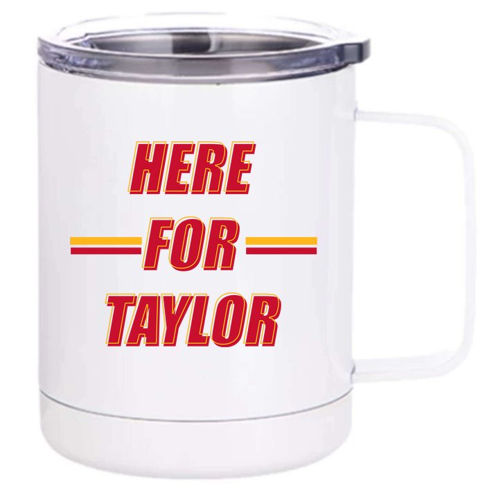 Here For Taylor Football Sports Fan Front & Back 12oz Stainless Steel Tumbler Cup