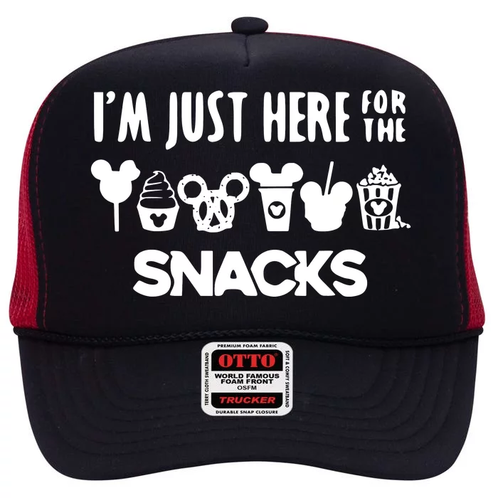 Here For The Snacks Family Vacation High Crown Mesh Trucker Hat