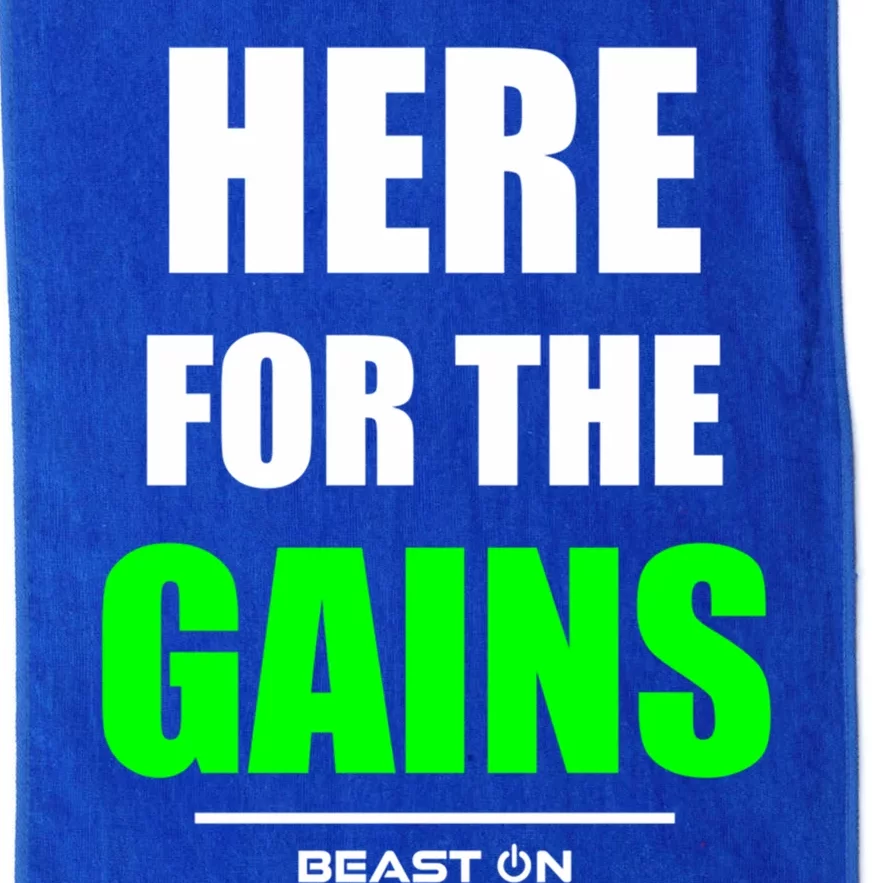 Here For The Gains Bodybuilding Gym Fitness Training Workout Gift Platinum Collection Golf Towel