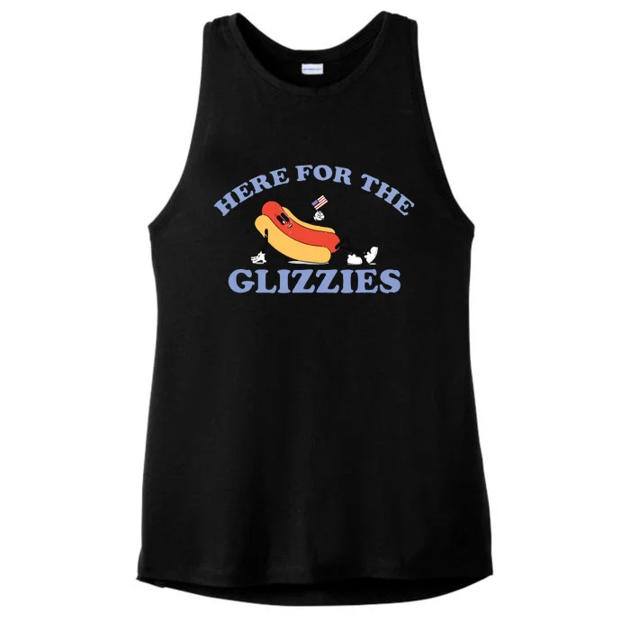 Here For The Glizzies Ladies Tri-Blend Wicking Tank