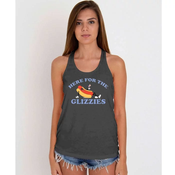 Here For The Glizzies Women's Knotted Racerback Tank