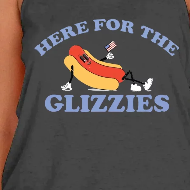 Here For The Glizzies Women's Knotted Racerback Tank