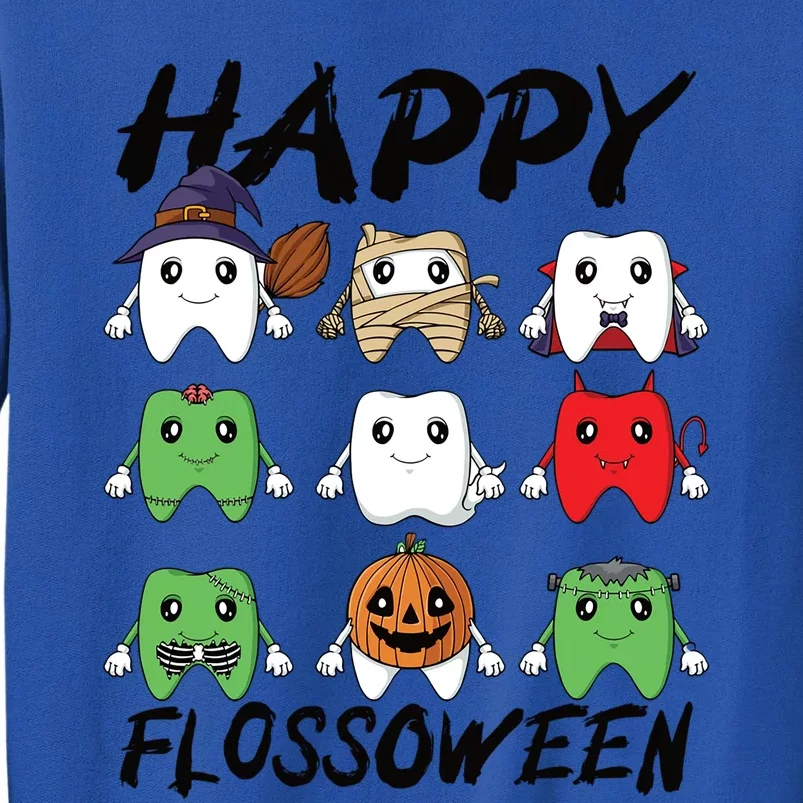 Happy Flossoween Teeth Dental Assistant Dentist Halloween Gift Tall Sweatshirt