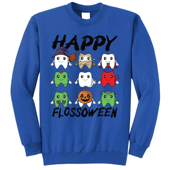 Happy Flossoween Teeth Dental Assistant Dentist Halloween Gift Tall Sweatshirt