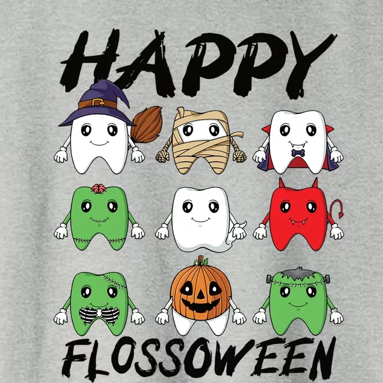 Happy Flossoween Teeth Dental Assistant Dentist Halloween Gift Women's Crop Top Tee