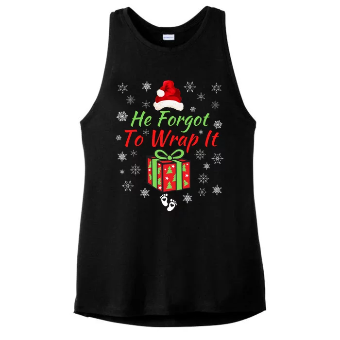 He Forgot To Wrap It Adult Humor Christmas Pregnancy Reveal Christmas Baby Ladies Tri-Blend Wicking Tank