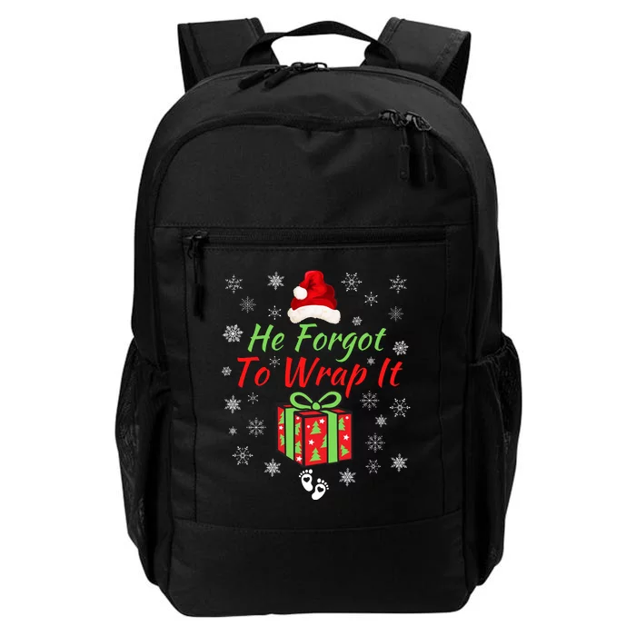 He Forgot To Wrap It Adult Humor Christmas Pregnancy Reveal Christmas Baby Daily Commute Backpack