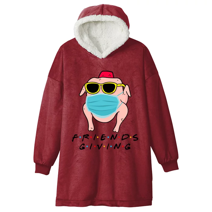 Happy Friendsgiving Turkey Friends Giving Gift Hooded Wearable Blanket