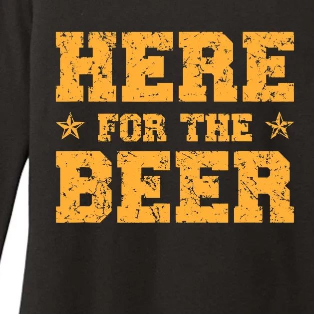 Here For The Beer Funny Drinking College Party Womens CVC Long Sleeve Shirt