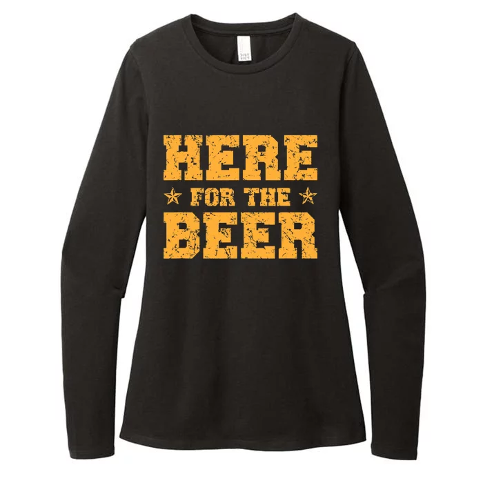 Here For The Beer Funny Drinking College Party Womens CVC Long Sleeve Shirt