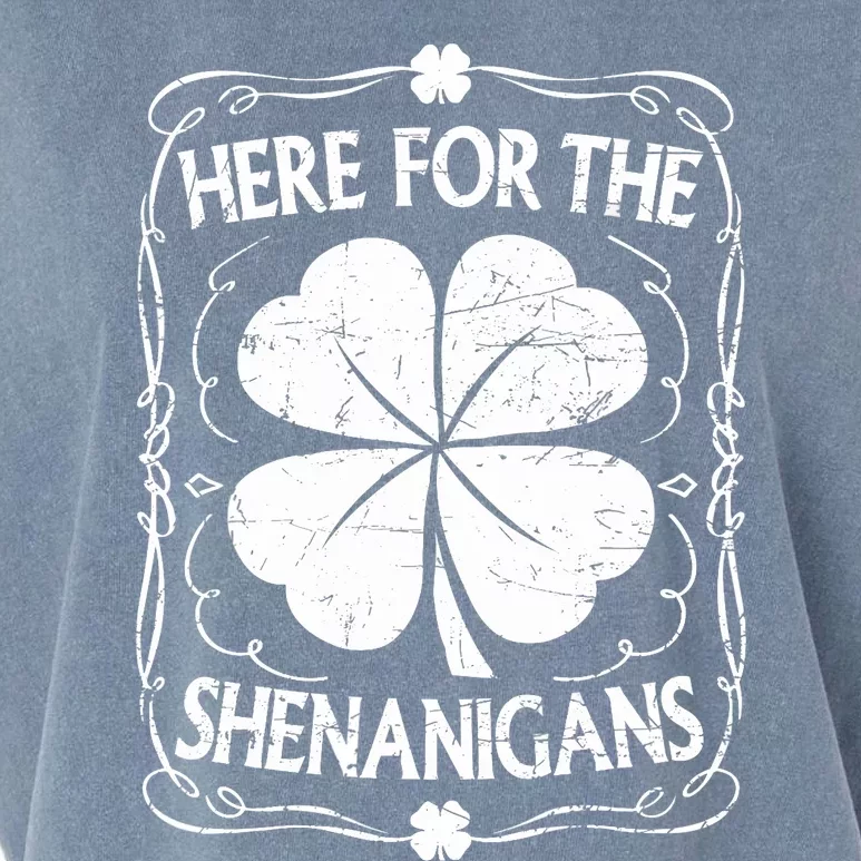 Here For The Shenanigans Happy St Patricks Day Shamrock Gift Garment-Dyed Women's Muscle Tee