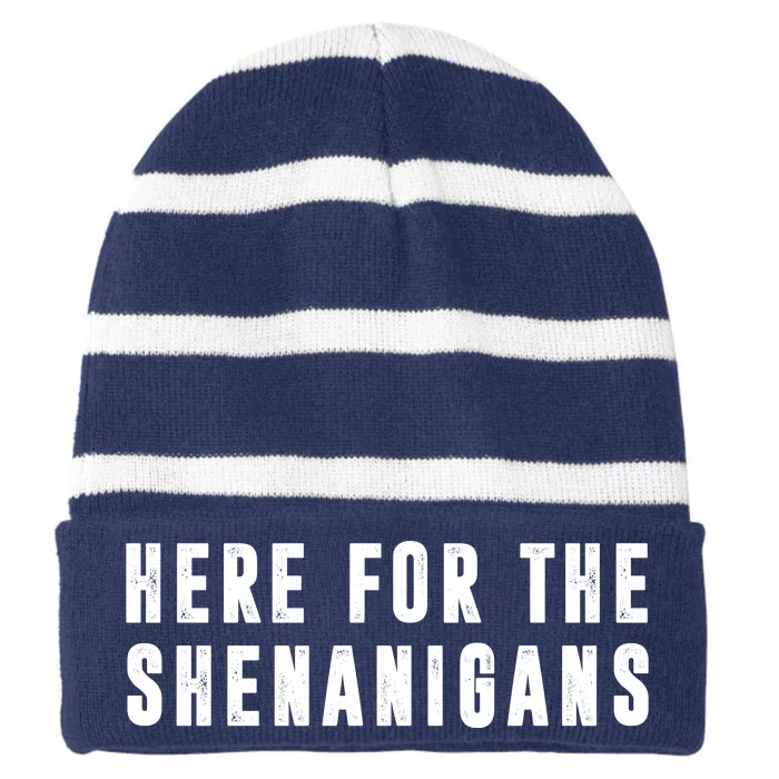 Here For The Shenanigans Striped Beanie with Solid Band