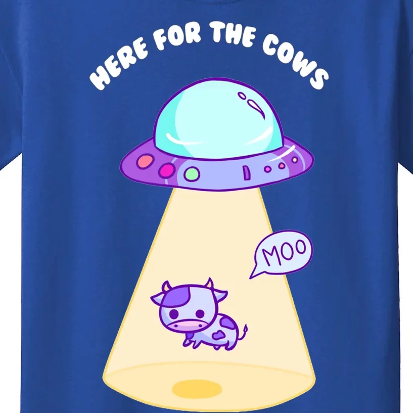 Here For The Cows Moo Alien Space Ship Stars Galaxy Funny Funny Gift Kids T-Shirt