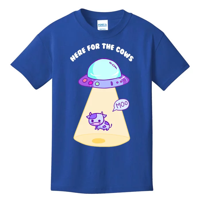 Here For The Cows Moo Alien Space Ship Stars Galaxy Funny Funny Gift Kids T-Shirt