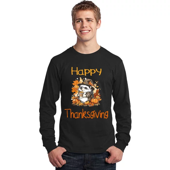 Hedgehog Fall Thanksgiving Happy Thanksgiving Tall Long Sleeve T-Shirt