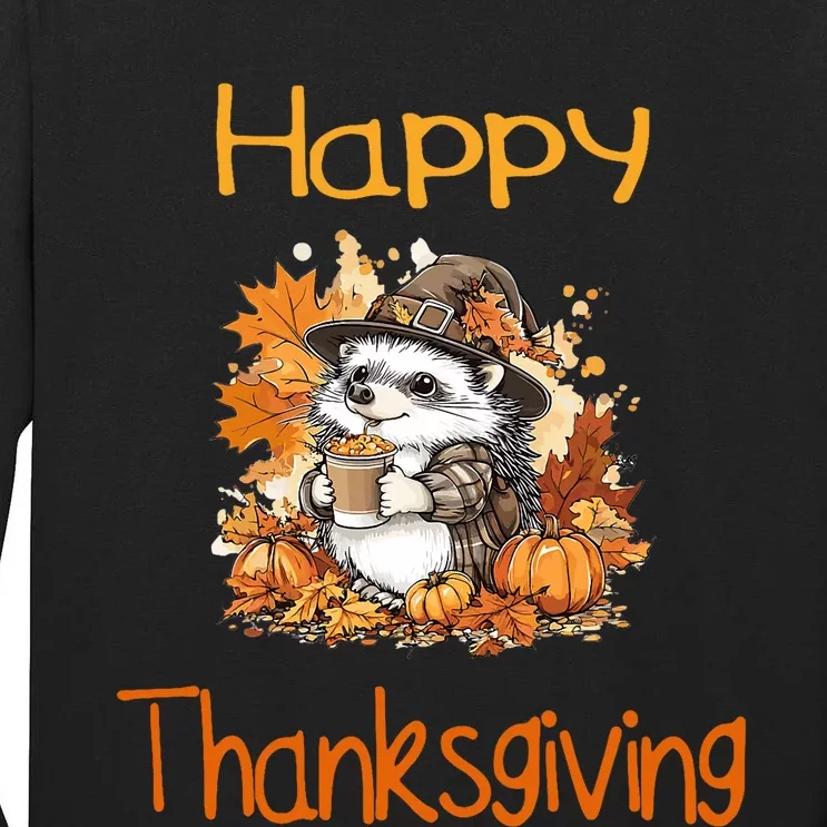 Hedgehog Fall Thanksgiving Happy Thanksgiving Tall Long Sleeve T-Shirt