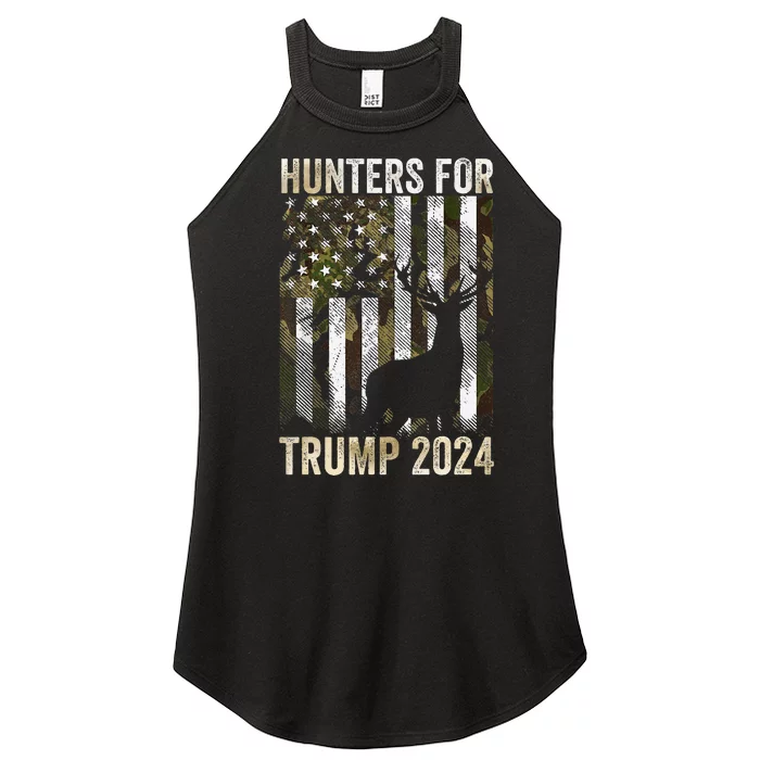 Hunters For Trump 2024 President Camouflage Deer Elk Antlers Women’s Perfect Tri Rocker Tank