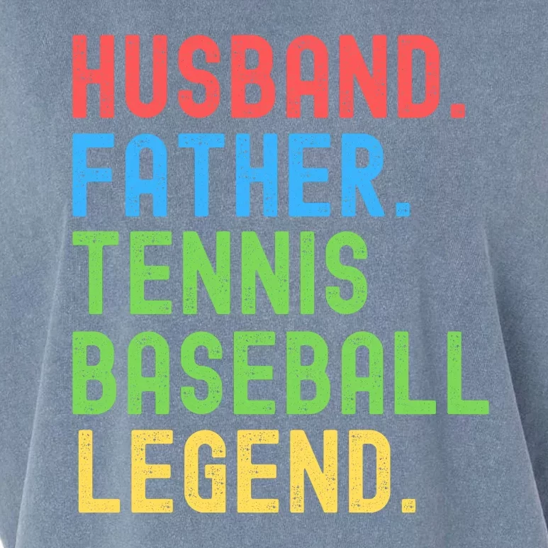 Husband Father Tennis Baseball Legend, Funny Tennis Baseball Garment-Dyed Women's Muscle Tee