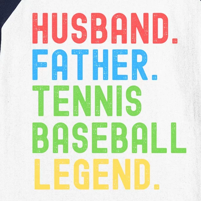 Husband Father Tennis Baseball Legend, Funny Tennis Baseball Baseball Sleeve Shirt