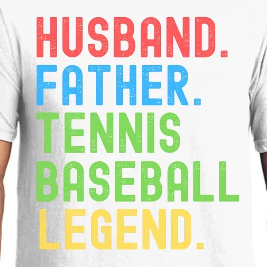 Husband Father Tennis Baseball Legend, Funny Tennis Baseball Pajama Set