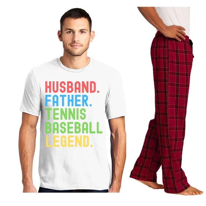 Husband Father Tennis Baseball Legend, Funny Tennis Baseball Pajama Set