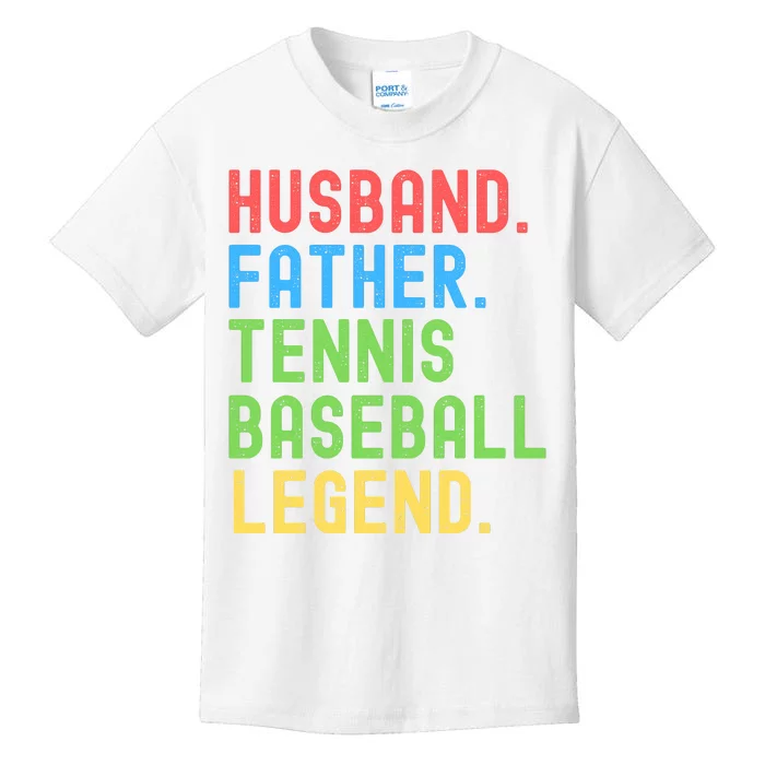 Husband Father Tennis Baseball Legend, Funny Tennis Baseball Kids T-Shirt