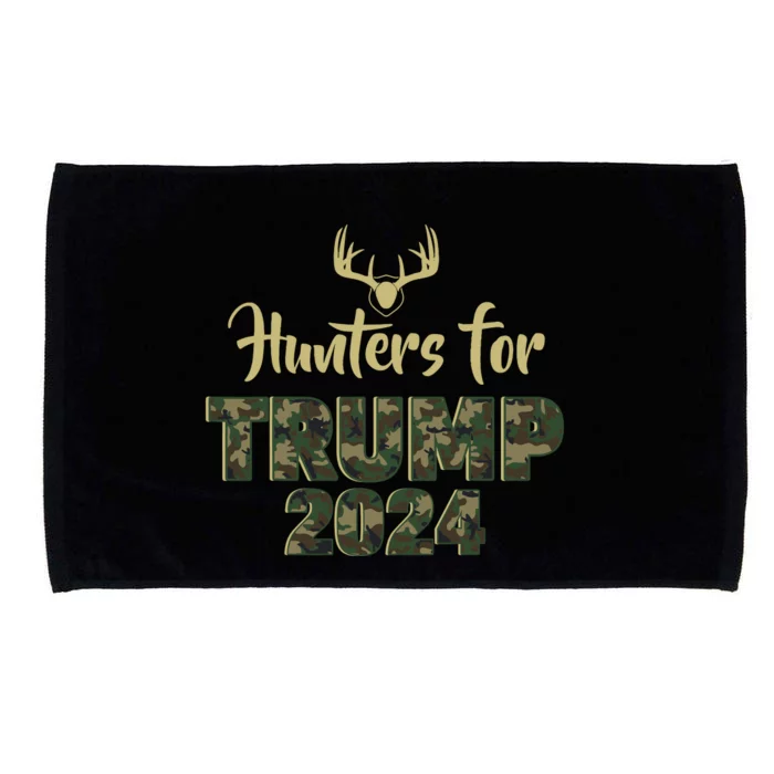 Hunters For Trump 2024 President Camouflage Deer Elk Antlers Microfiber Hand Towel