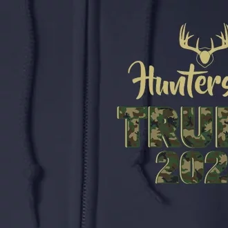 Hunters For Trump 2024 President Camouflage Deer Elk Antlers Full Zip Hoodie