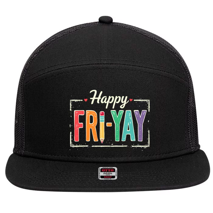 Happy Friyay Teacher Essentials 7 Panel Mesh Trucker Snapback Hat