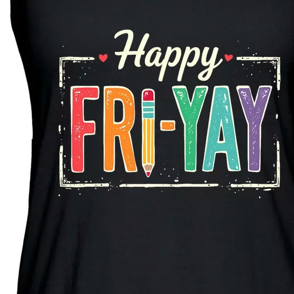 Happy Friyay Teacher Essentials Ladies Essential Flowy Tank