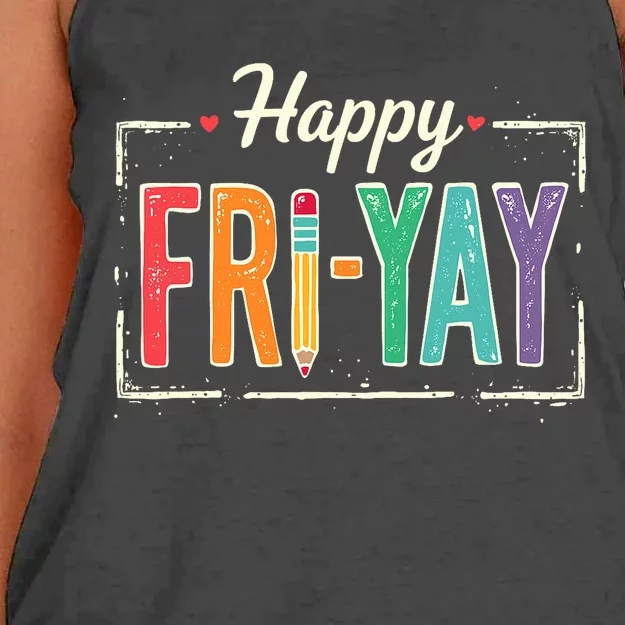 Happy Friyay Teacher Essentials Women's Knotted Racerback Tank