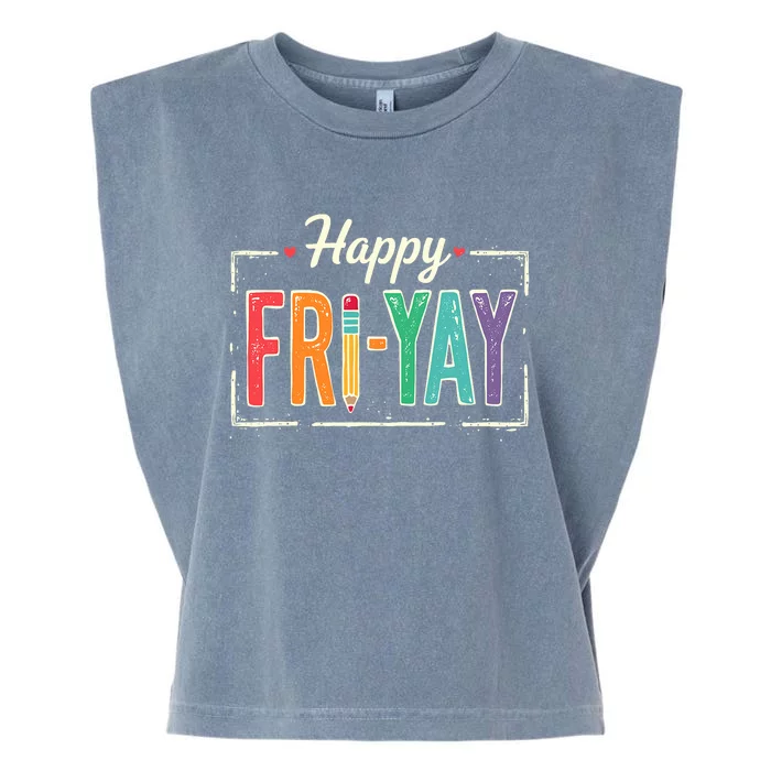 Happy Friyay Teacher Essentials Garment-Dyed Women's Muscle Tee