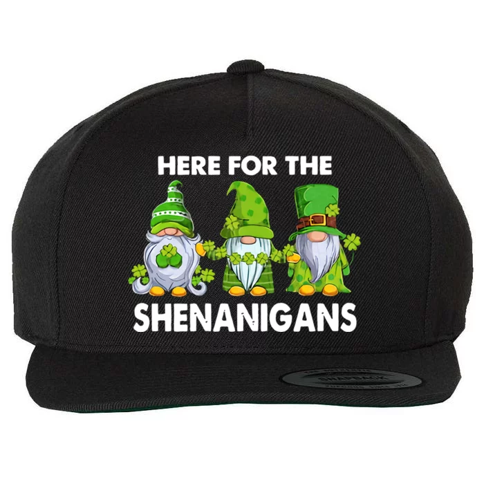 Here For The Shenanigans St Patrick's Day Holiday Lucky Gnome Wool Snapback Cap