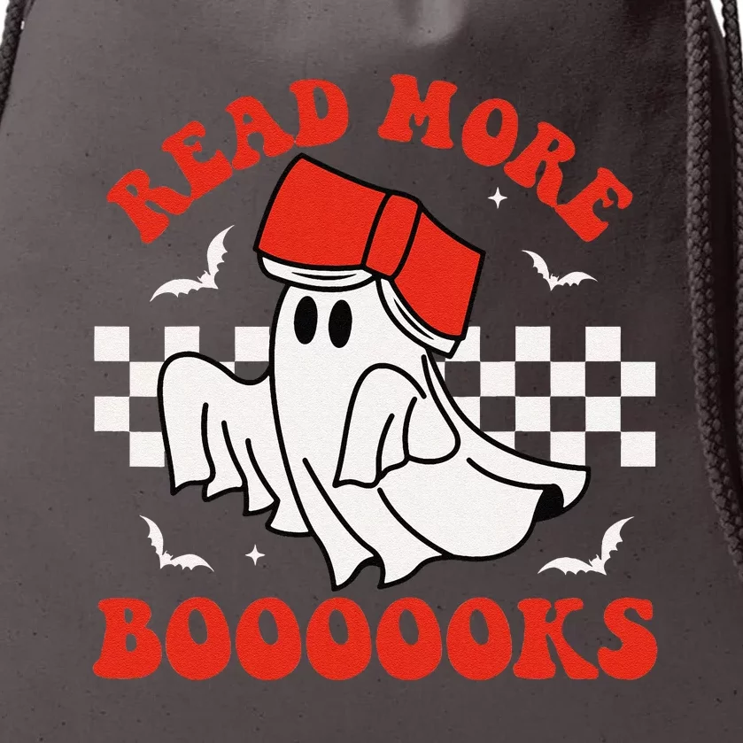 Halloween Funny Teacher Cute Booooks Ghost Read More Books Drawstring Bag