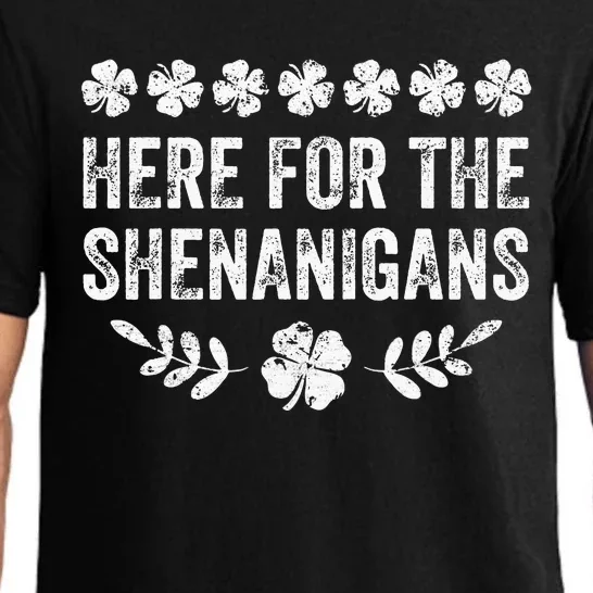 Here For The Shenanigans St Patricks Day Shamrock Pajama Set