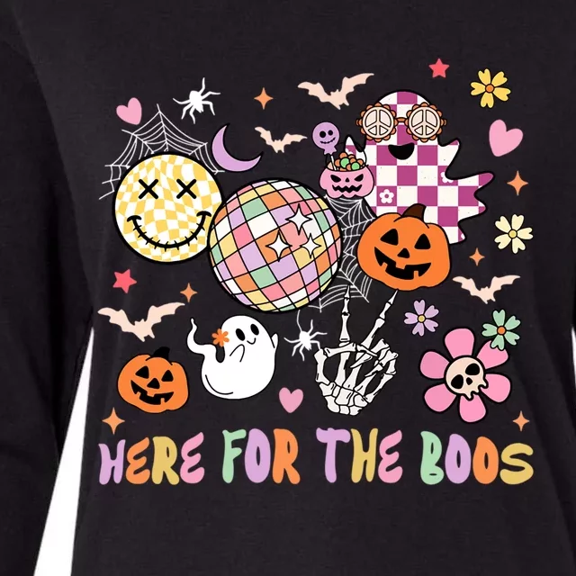 Here For The Boos Groovy Ghost Retro Disco Halloween Costume Gift Womens Cotton Relaxed Long Sleeve T-Shirt