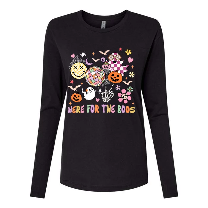 Here For The Boos Groovy Ghost Retro Disco Halloween Costume Gift Womens Cotton Relaxed Long Sleeve T-Shirt